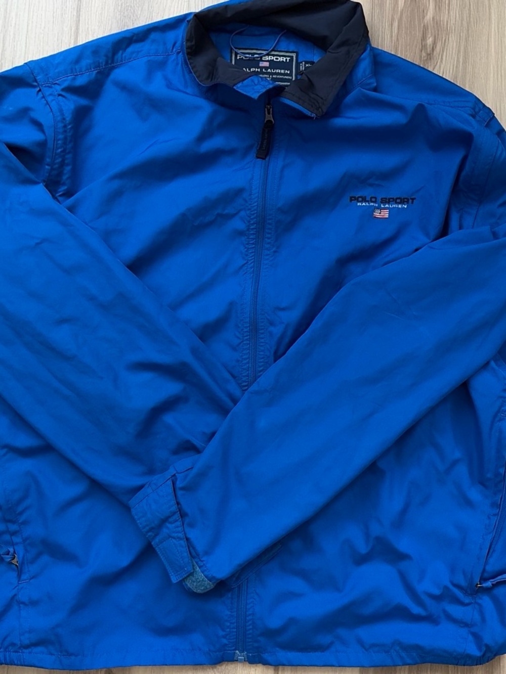 Vintage Ralph Lauren Polo Sport Royal Blue Lightweight Jacket with Black Collar